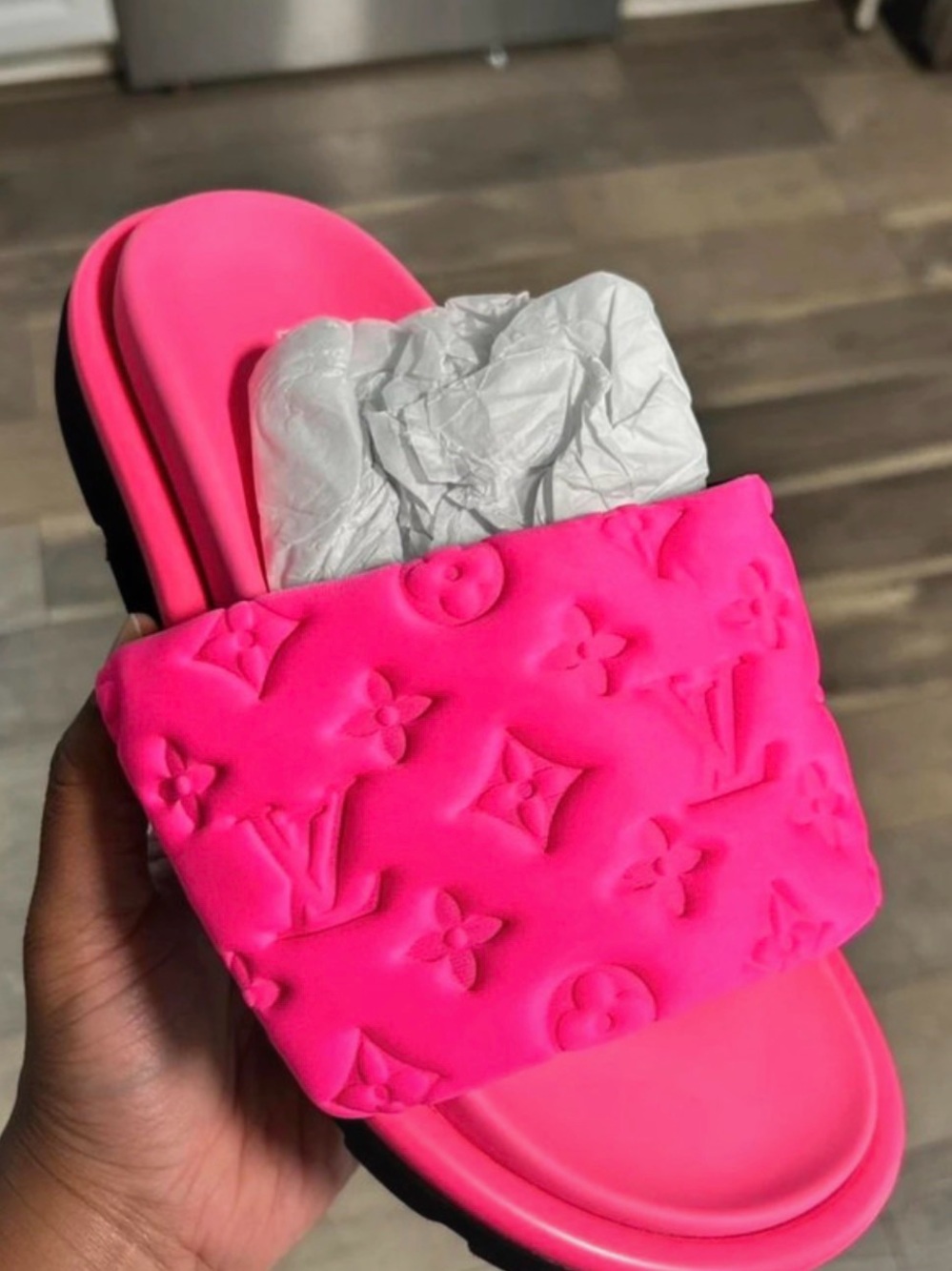 Louis Vuitton Women’s Pink Pillow Pool Slide Sandal - Picture 2 of 3